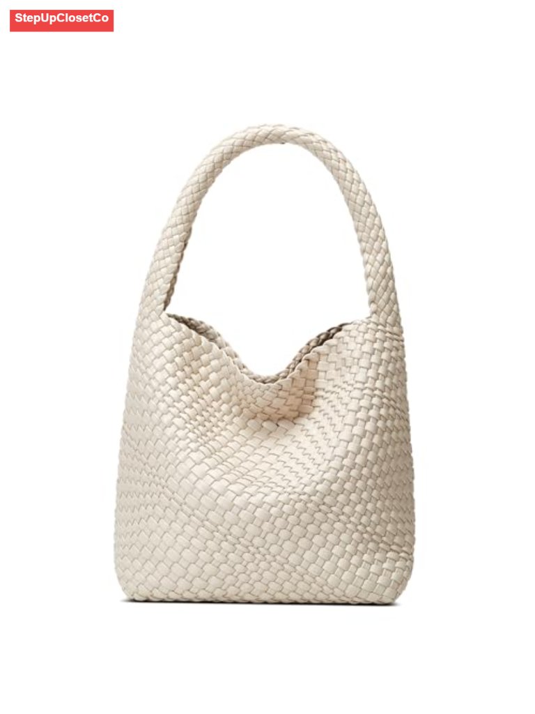 Handwoven Vegan Leather Tote Purse With Zippered Clutch, Magnetic Closure